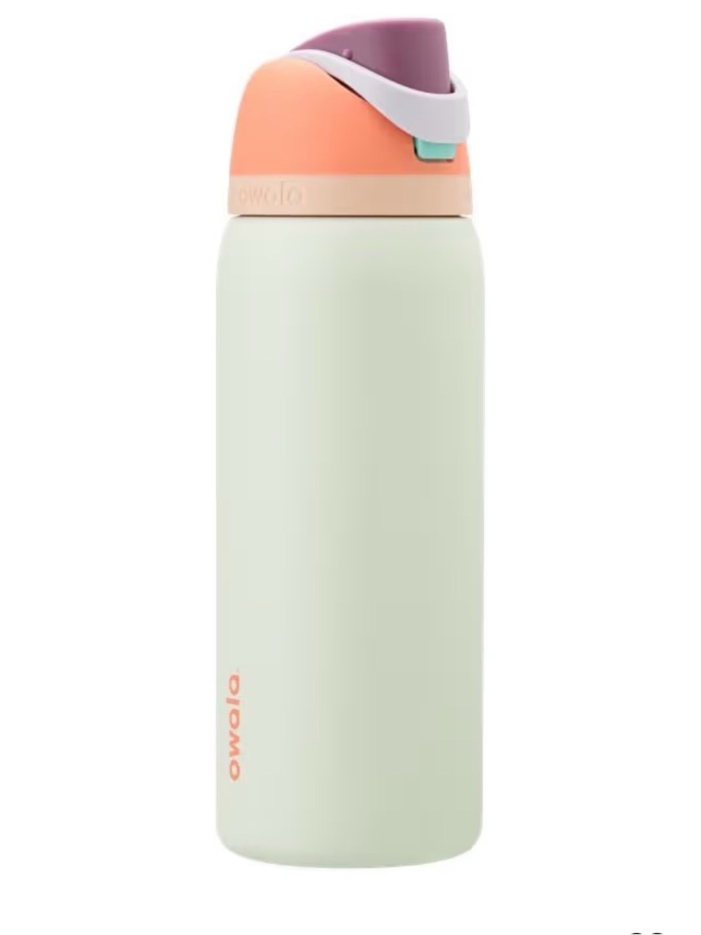 Owala 32 ounce Mint Green Stainless Water Bottle with Coral and Mauve Cap